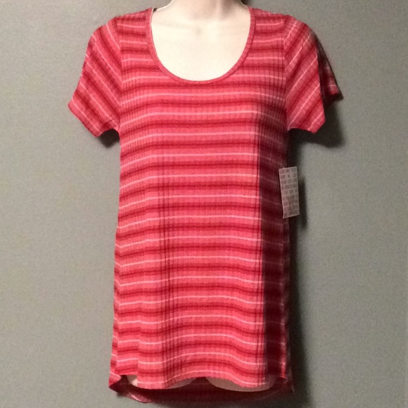 NWT LuLaRoe Classic Tee pink and white stripes - Picture 1 of 3